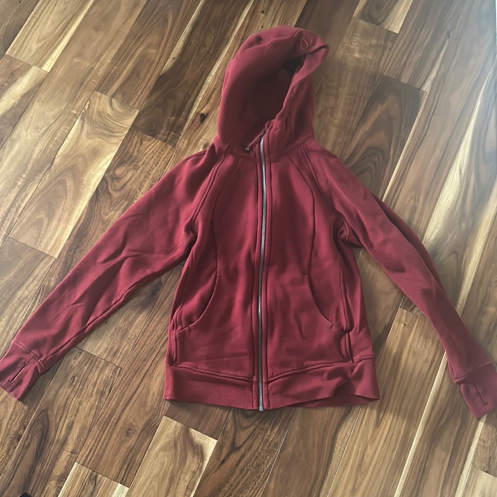 Lululemon size 6 dark red scuba full zip up hoodie